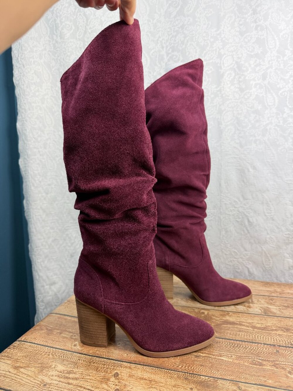 Nine West Burgundy Slouch Tall Heeled Boots Size 9 Title: Nine West Women's
